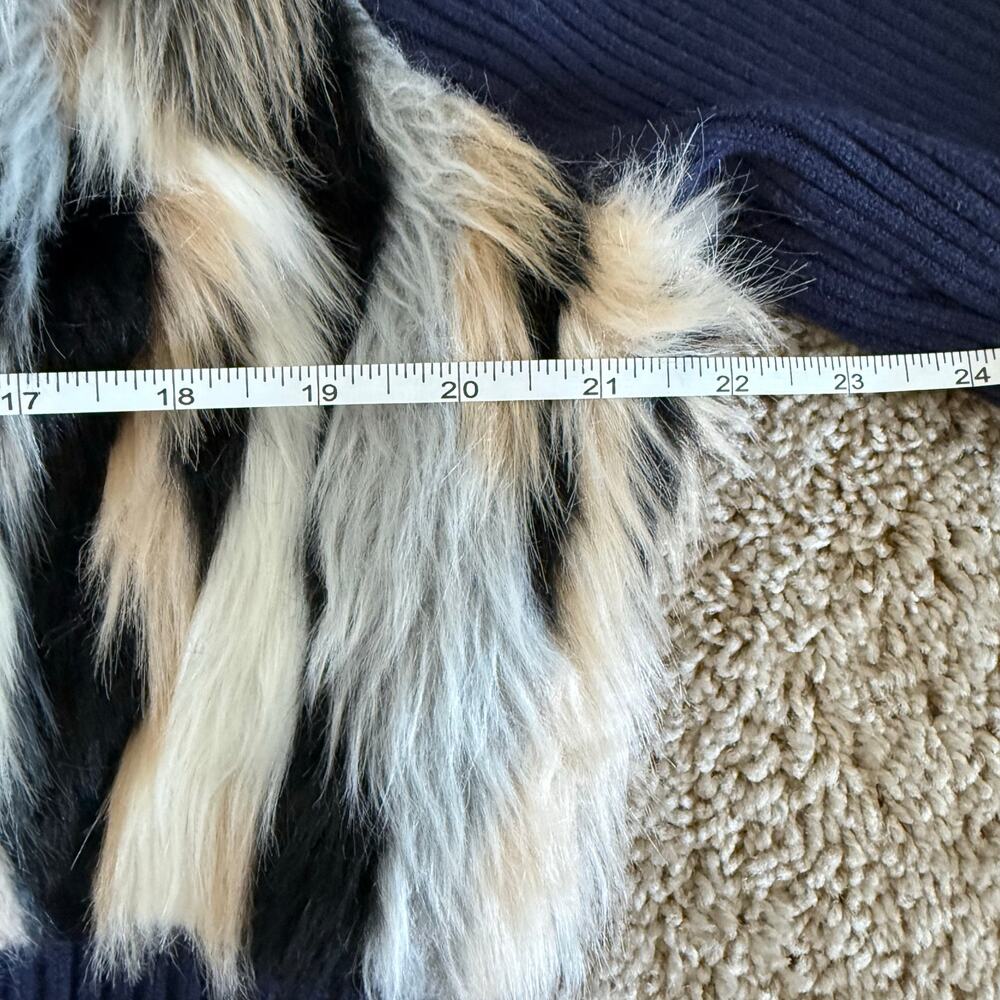 Boston Proper Faux Fur Jacket - XL - Blue Neutral Animal Print Winter Structured - Picture 6 of 7